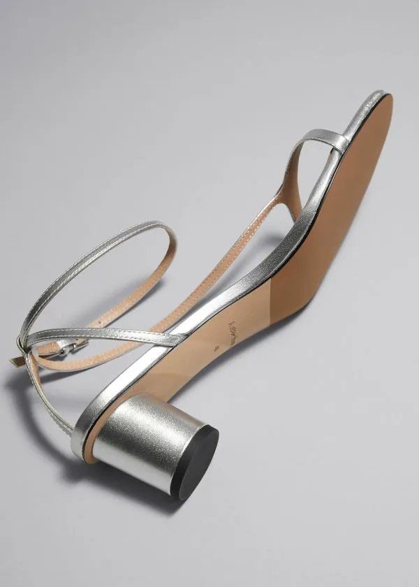Women Sandals and Other Stories Heeled Leather Sandals Silver