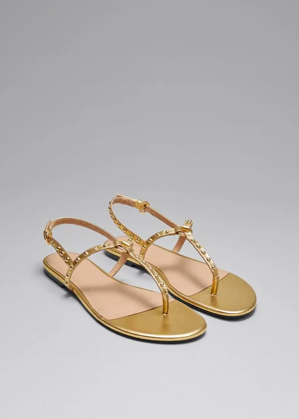 Women Sandals and Other Stories Tbar Leather Sandals Gold Women Sandals and Other Stories Tbar Leather Sandals Gold