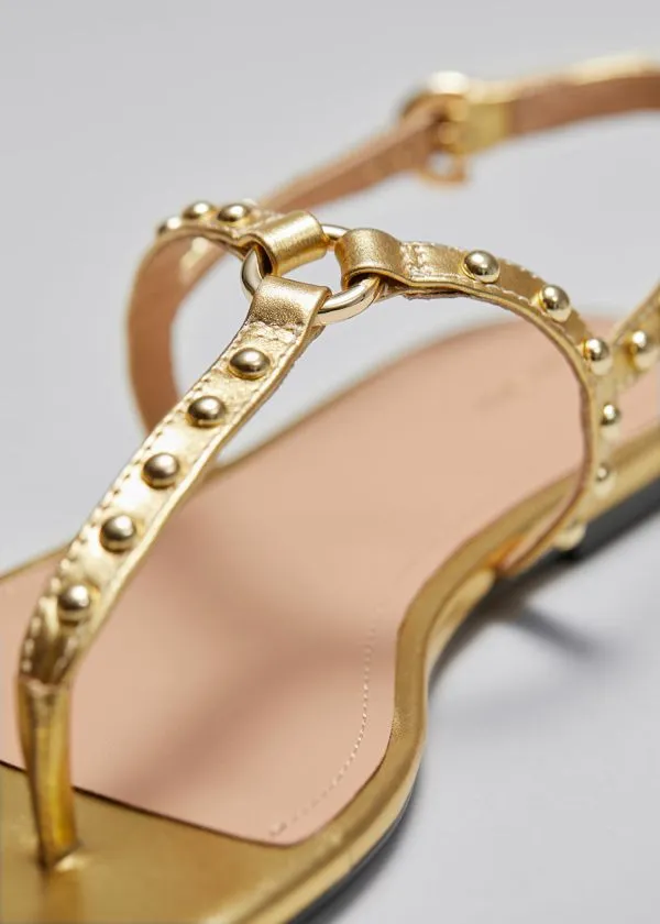 Women Sandals and Other Stories Tbar Leather Sandals Gold Women Sandals and Other Stories Tbar Leather Sandals Gold