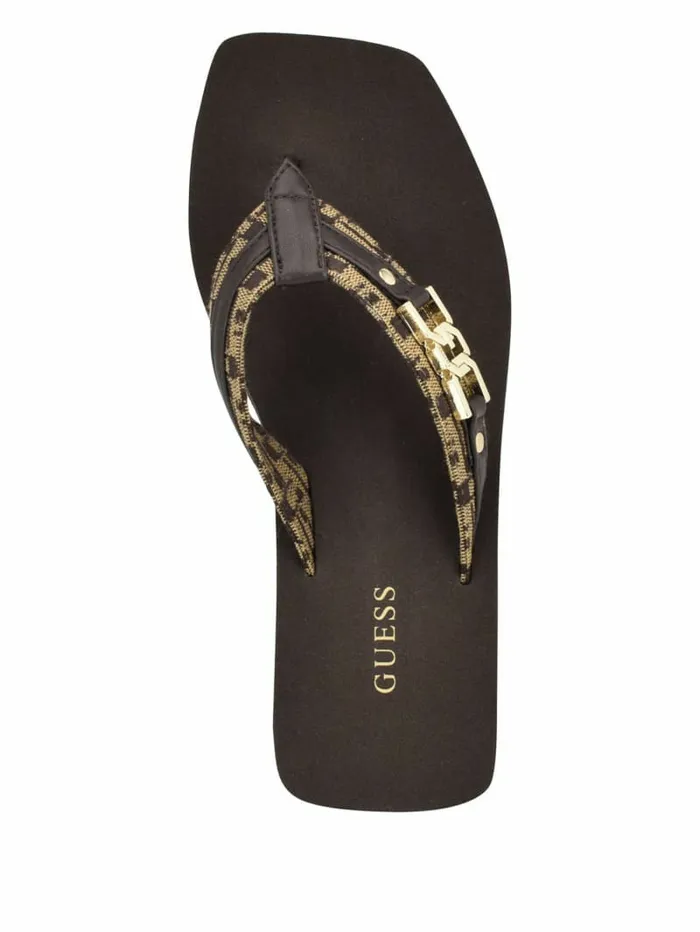 Women Sandals GUESS Ediva Wedge FlipFlops Medium Brown Women Sandals GUESS Ediva Wedge FlipFlops Medium Brown