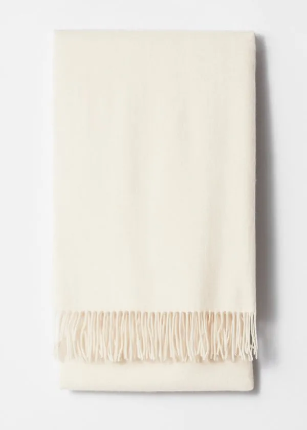 Women Scarves and Other Stories Fringed Wool Blanket Scarf Cream