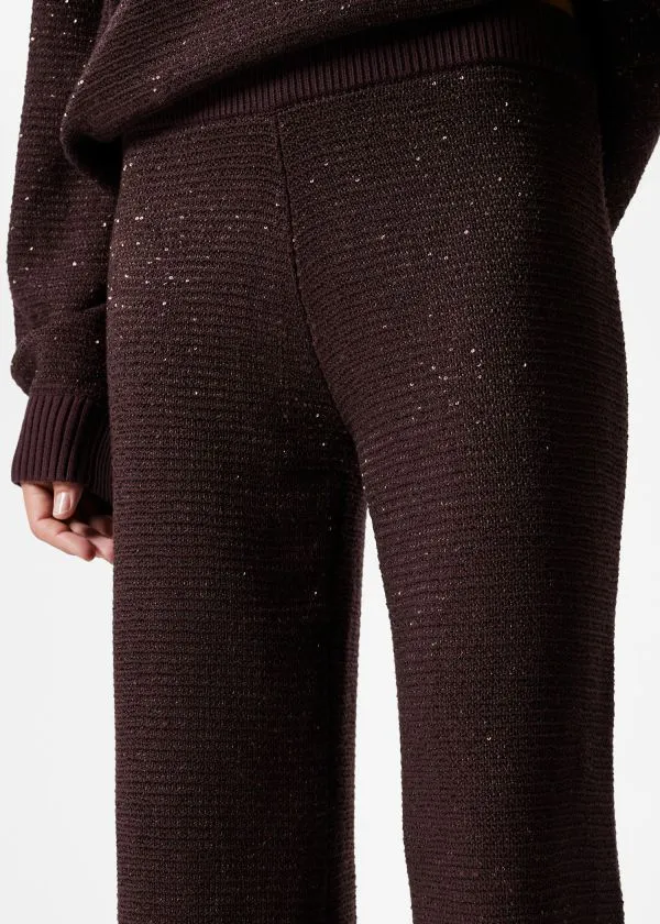 Women Sets and Suits and Other Stories Glitter Knitted Flared Trousers Burgundy Glitter