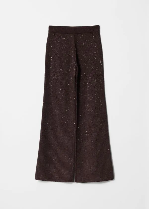 Women Sets and Suits and Other Stories Glitter Knitted Flared Trousers Burgundy Glitter