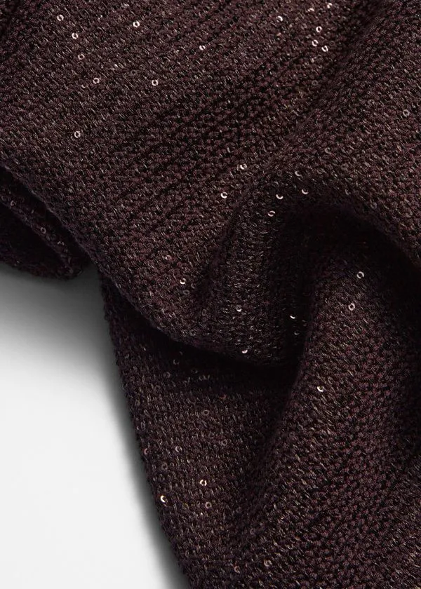 Women Sets and Suits and Other Stories Glitter Knitted Flared Trousers Burgundy Glitter