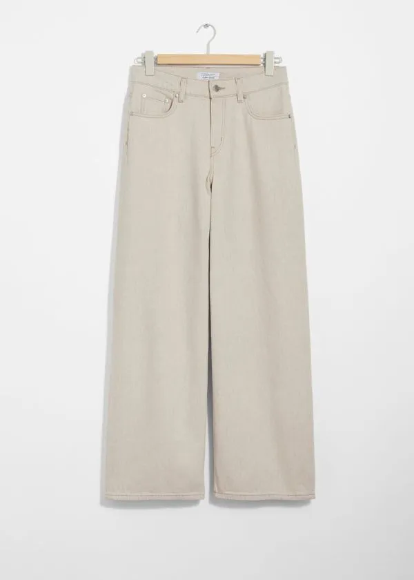 Women Sets and Suits and Other Stories Wide Long Jeans Beige