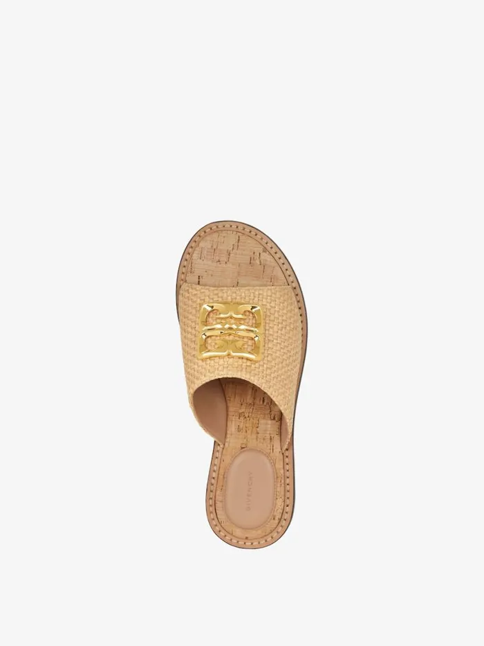Women Shark Lock Givenchy 4G Liquid Flat Mules In Raffia Natural Women Shark Lock Givenchy 4G Liquid Flat Mules In Raffia Natural