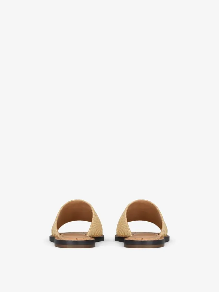 Women Shark Lock Givenchy 4G Liquid Flat Mules In Raffia Natural Women Shark Lock Givenchy 4G Liquid Flat Mules In Raffia Natural