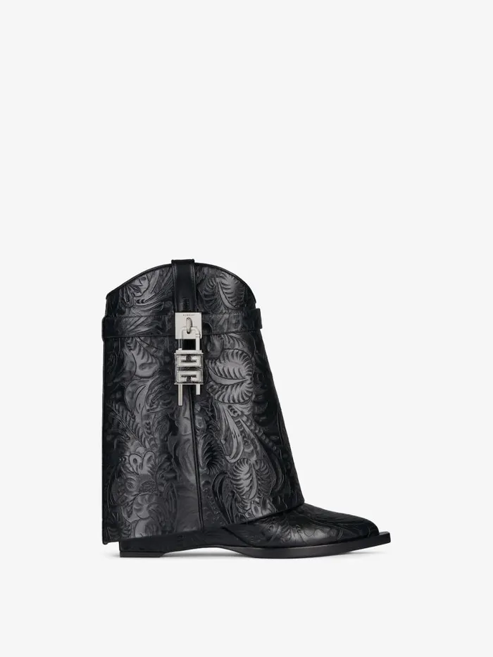 Women Shark Lock Givenchy Shark Lock Cowboy Ankle Boots In Western Leather Black Women Shark Lock Givenchy Shark Lock Cowboy Ankle Boots In Western Leather Black