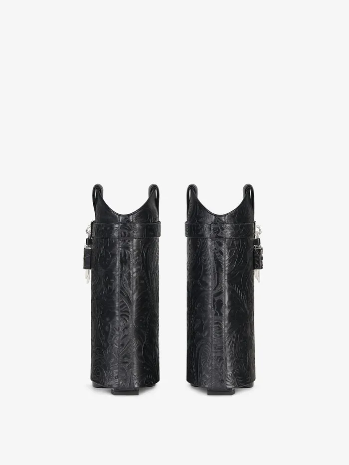 Women Shark Lock Givenchy Shark Lock Cowboy Ankle Boots In Western Leather Black