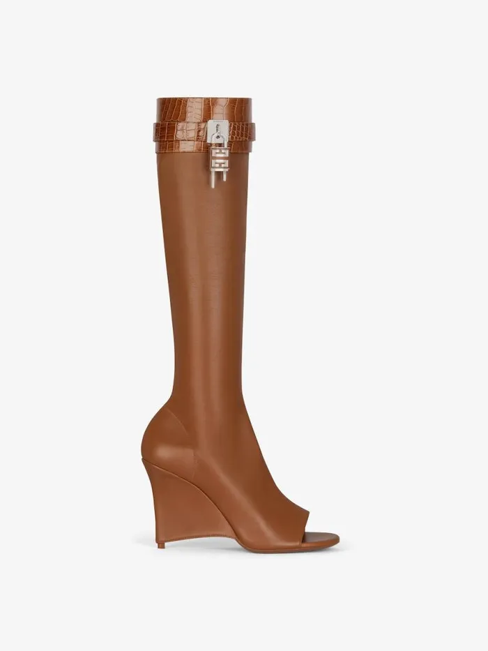 Women Shark Lock Givenchy Shark Lock Stiletto Sandal Boots In Leather Chestnut Women Shark Lock Givenchy Shark Lock Stiletto Sandal Boots In Leather Chestnut