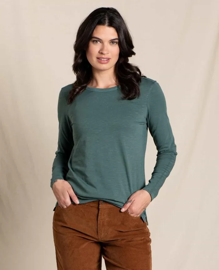 Women Shirts and Tops Toad and Co Primo Long Sleeve Crew Silver Pine