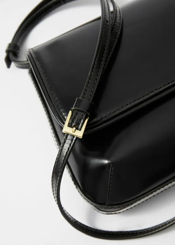 Women Shoulder Bags and Other Stories GlossedLeather Crossbody Bag Black