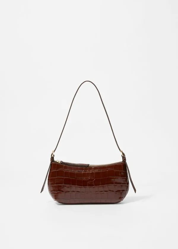 Women Shoulder Bags and Other Stories Petit Leather Shoulder Bag Brown Croco