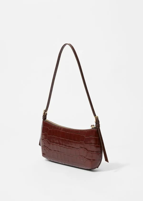Women Shoulder Bags and Other Stories Petit Leather Shoulder Bag Brown Croco