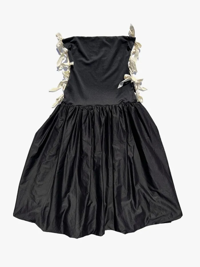 Women Side Bows CutOut Dress Black Measuring Tape Lisa Says Gah Dresses