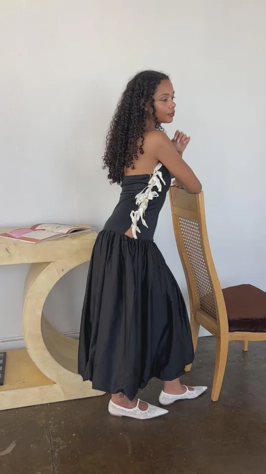 Women Side Bows CutOut Dress Black Measuring Tape Lisa Says Gah Dresses