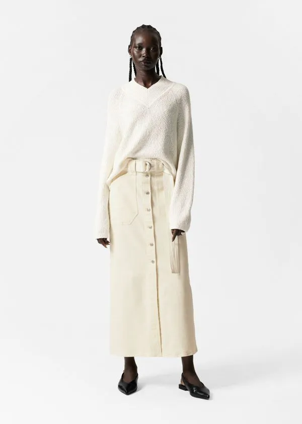 Women Skirts and Other Stories Buttoned Denim Midi Skirt Cream