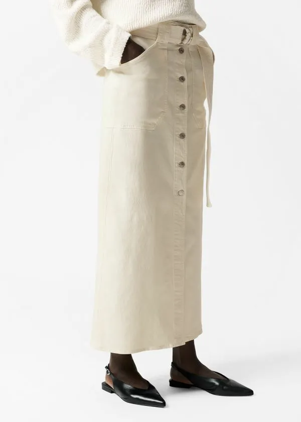 Women Skirts and Other Stories Buttoned Denim Midi Skirt Cream