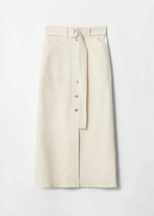 Women Skirts and Other Stories Buttoned Denim Midi Skirt Cream