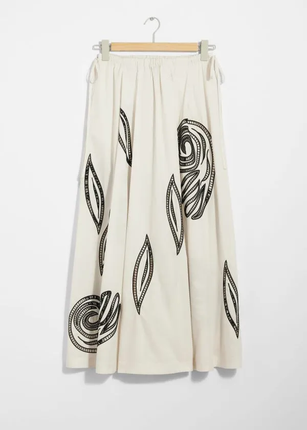 Women Skirts and Other Stories Embroidered Midi Skirt White