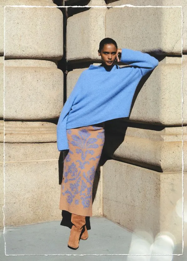 Women Skirts and Other Stories Knitted Jacquard Skirt Green and Floral