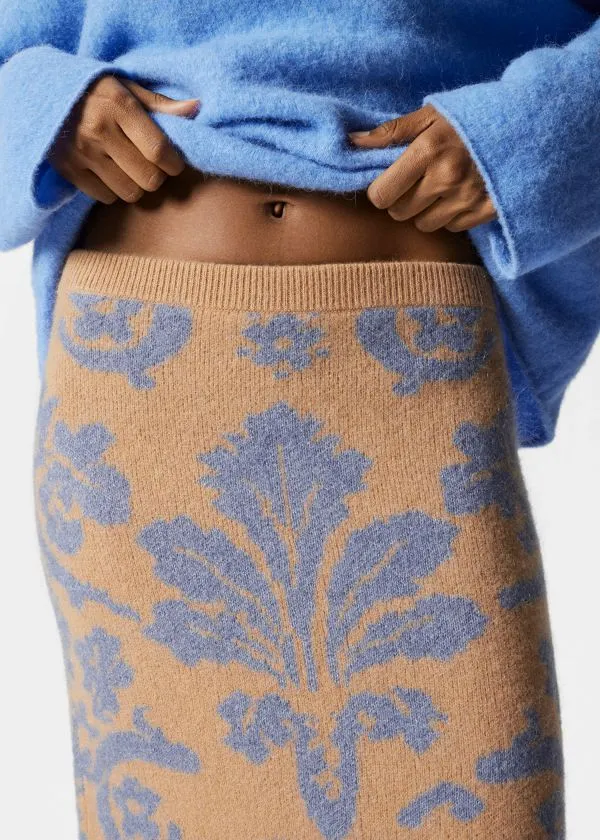 Women Skirts and Other Stories Knitted Jacquard Skirt Green and Floral