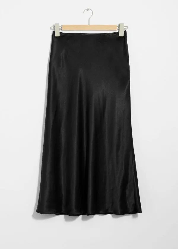 Women Skirts and Other Stories Satin Midi Skirt Black