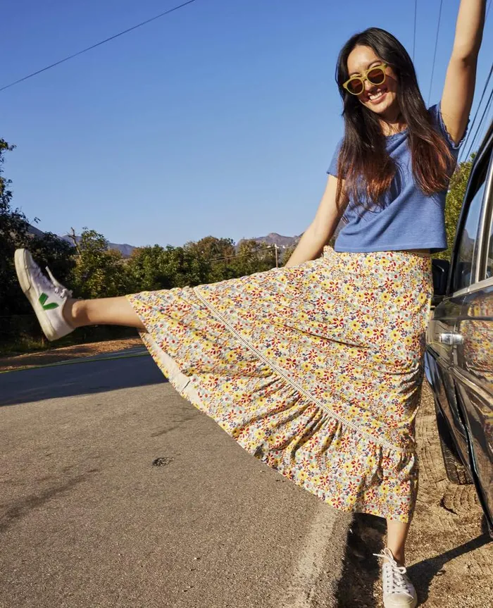 Women Skirts and Skorts Toad and Co Marigold Tiered Midi Skirt Barley Multi Floral Print Women Skirts and Skorts Toad and Co Marigold Tiered Midi Skirt Barley Multi Floral Print