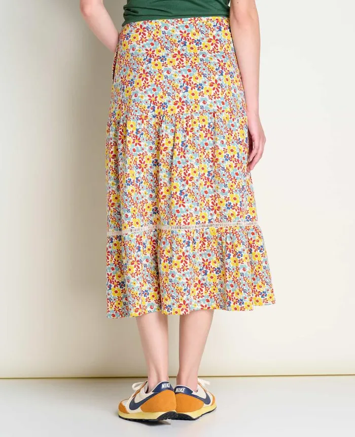 Women Skirts and Skorts Toad and Co Marigold Tiered Midi Skirt Barley Multi Floral Print