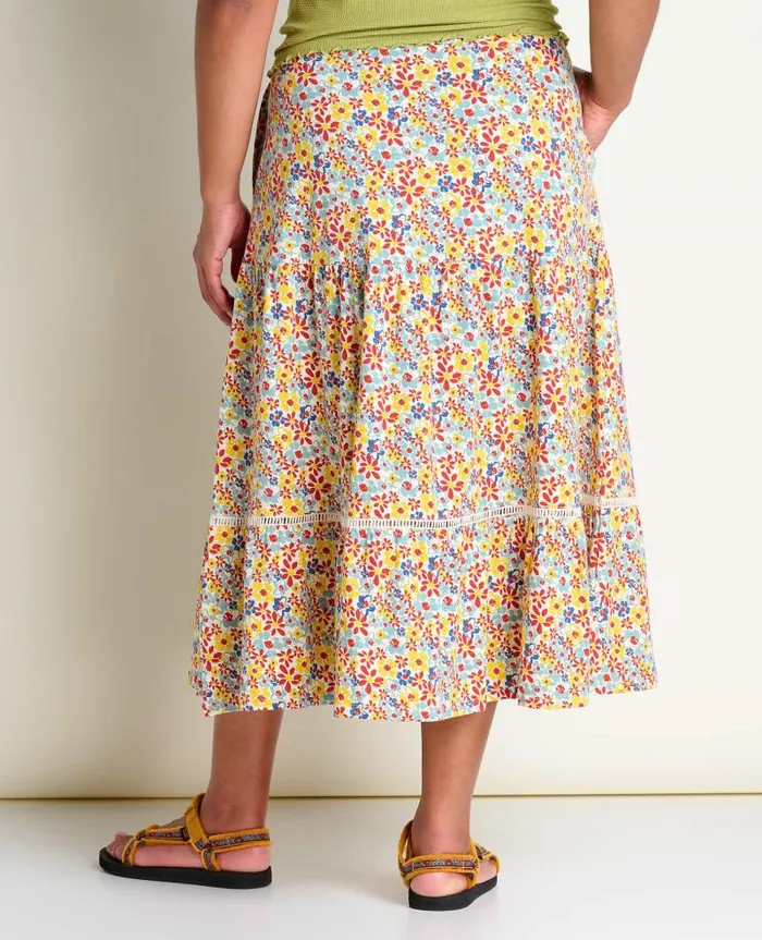Women Skirts and Skorts Toad and Co Marigold Tiered Midi Skirt Barley Multi Floral Print