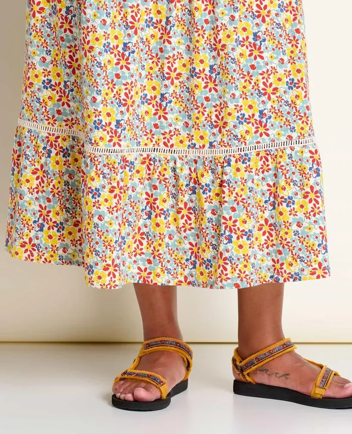 Women Skirts and Skorts Toad and Co Marigold Tiered Midi Skirt Barley Multi Floral Print