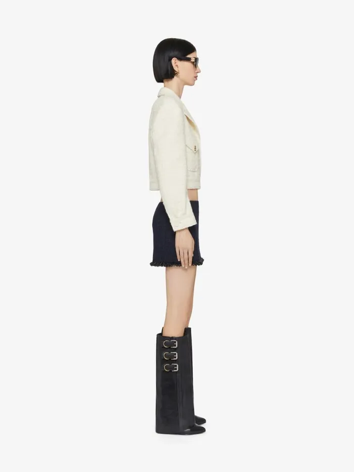 Women Skirts Givenchy Mini Skirt In Tweed With Pearls Dark Navy