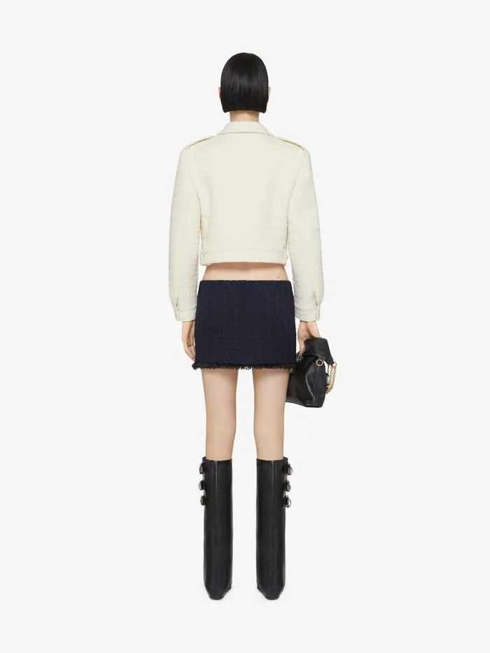 Women Skirts Givenchy Mini Skirt In Tweed With Pearls Dark Navy