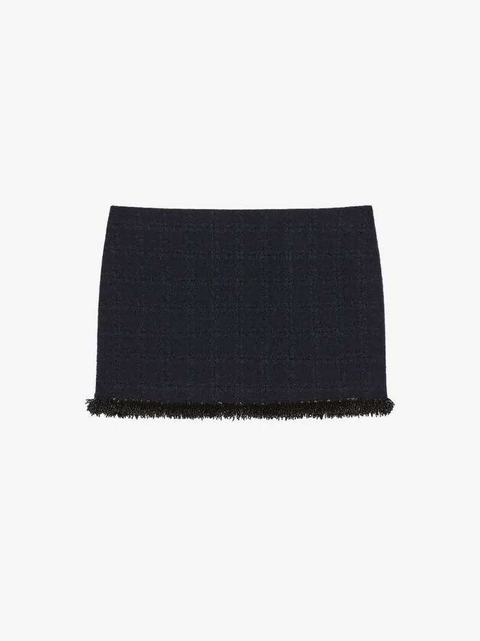 Women Skirts Givenchy Mini Skirt In Tweed With Pearls Dark Navy