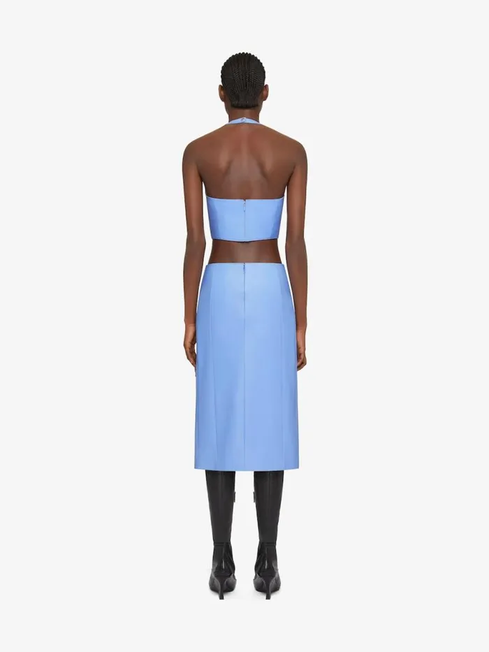 Women Skirts Givenchy Skirt In Leather With Embroidered Stones Cornflower