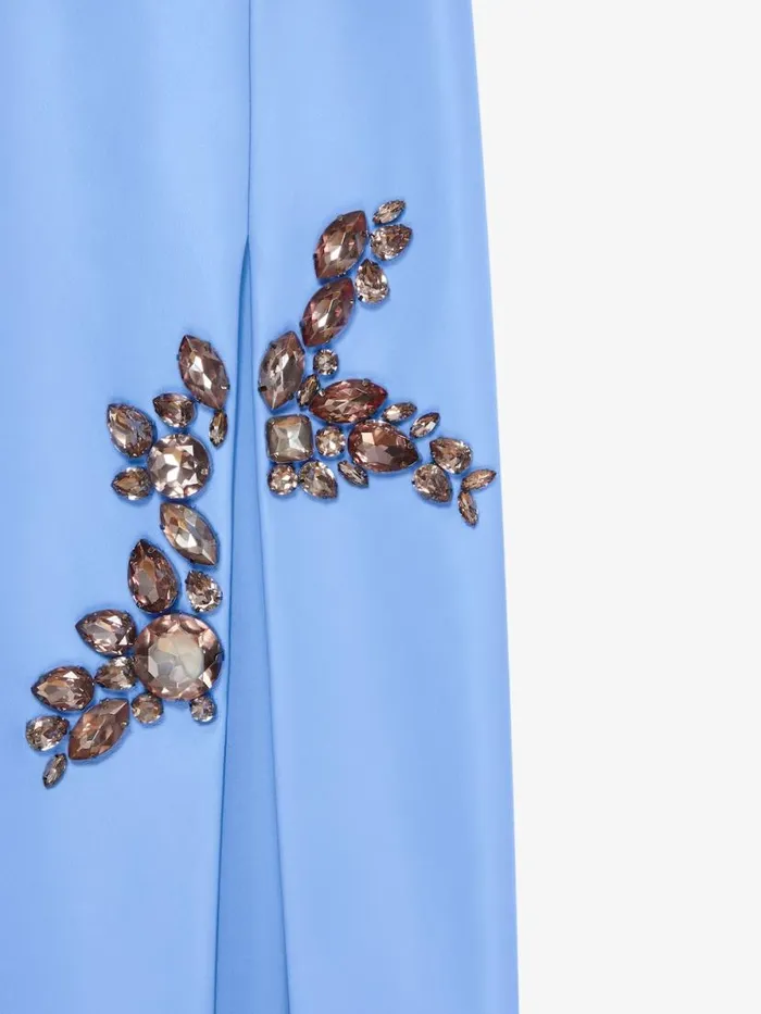 Women Skirts Givenchy Skirt In Leather With Embroidered Stones Cornflower
