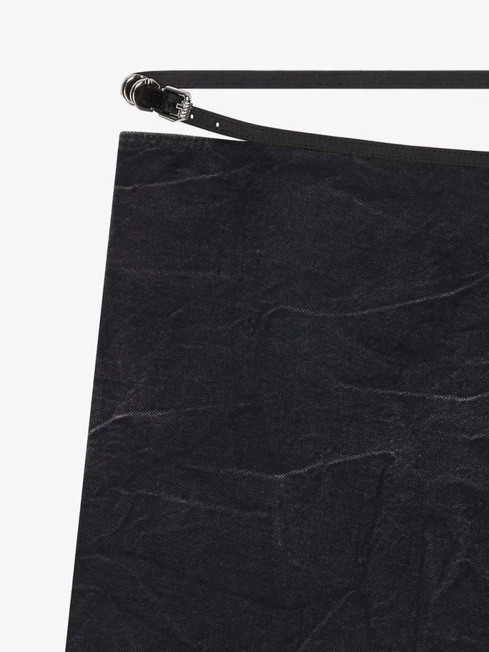 Women Skirts Givenchy Voyou Wrap Mini Skirt In Denim Black