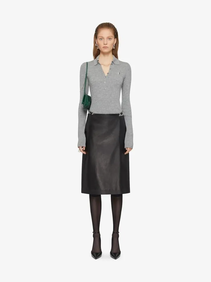 Women Skirts Givenchy Voyou Wrap Skirt In Leather Black