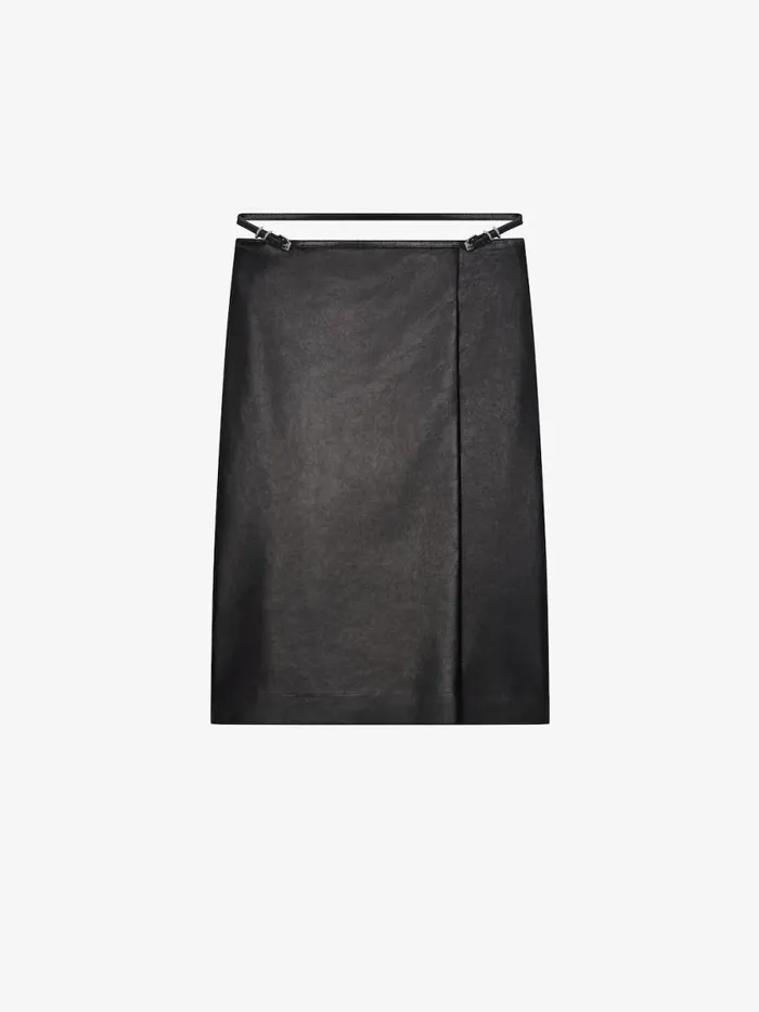 Women Skirts Givenchy Voyou Wrap Skirt In Leather Black