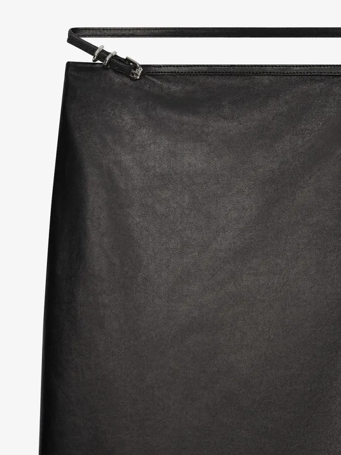 Women Skirts Givenchy Voyou Wrap Skirt In Leather Black