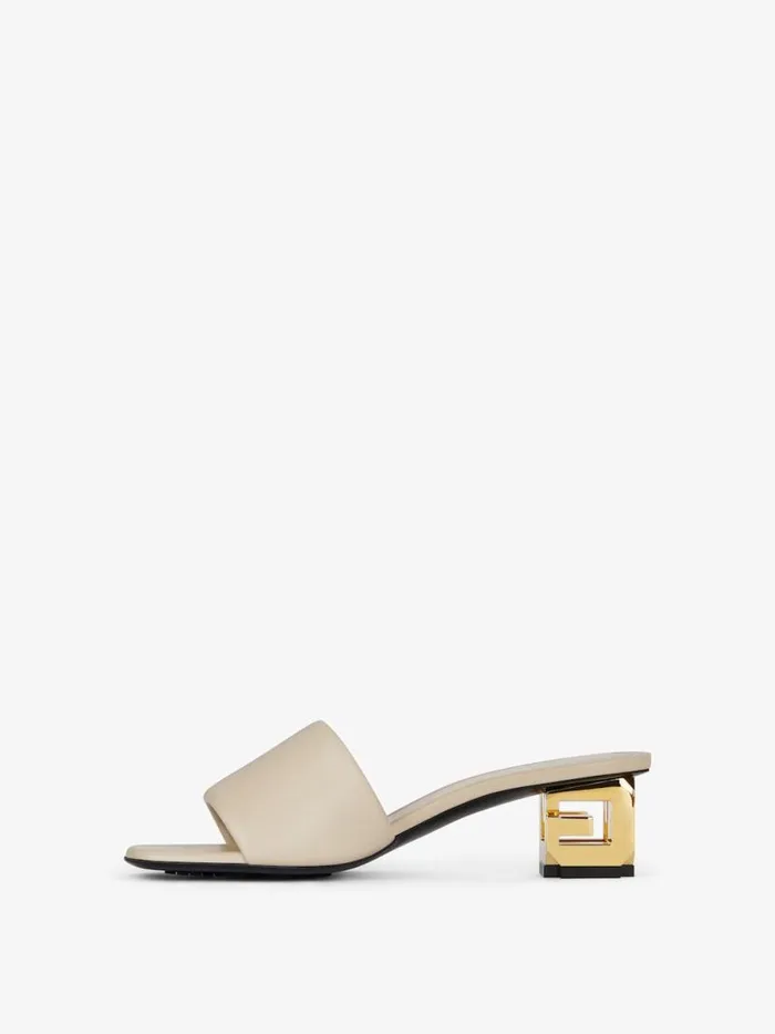Women Slides and Sandals Givenchy G Cube Mules In Leather Natural Beige