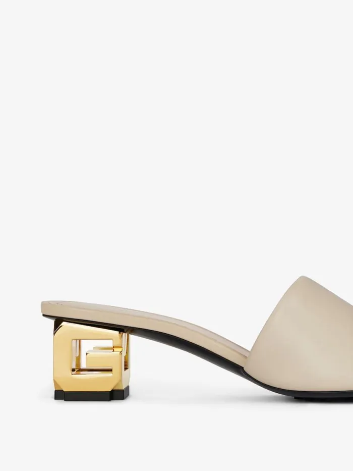 Women Slides and Sandals Givenchy G Cube Mules In Leather Natural Beige