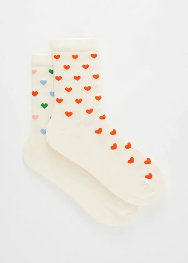 Women Socks and Tights and Other Stories 2Pack Heart Socks White