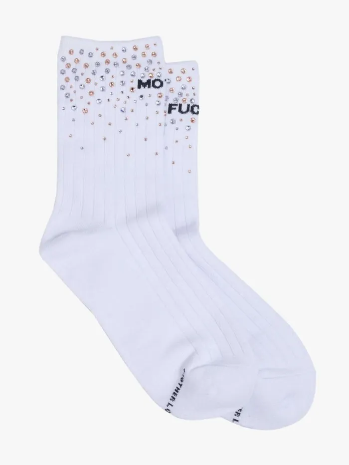 Women Socks Mother Denim The Half Step Mother Fucker Rhinestones Women Socks Mother Denim The Half Step Mother Fucker Rhinestones