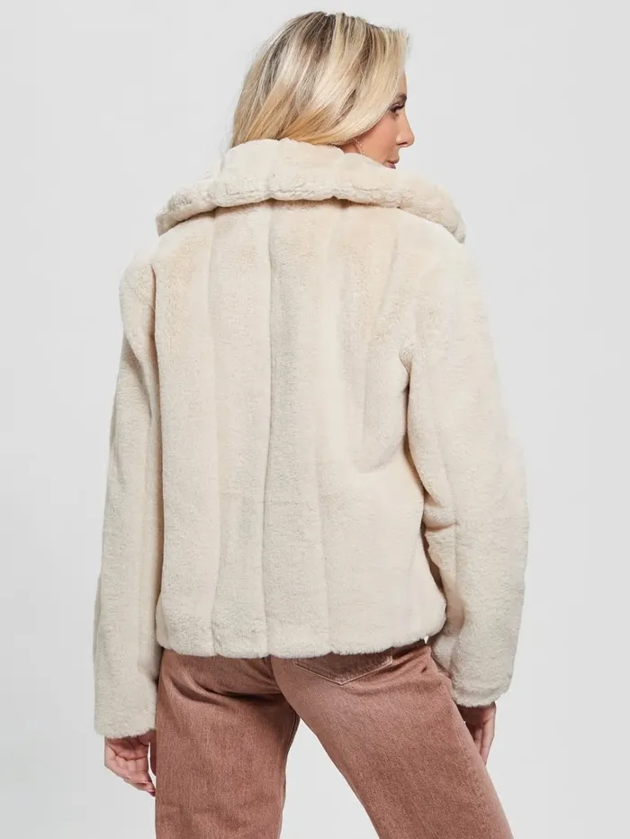 Women Sophy FauxFur Jacket Pearl Oyster Jackets and Coats GUESS Women Sophy FauxFur Jacket Pearl Oyster Jackets and Coats GUESS