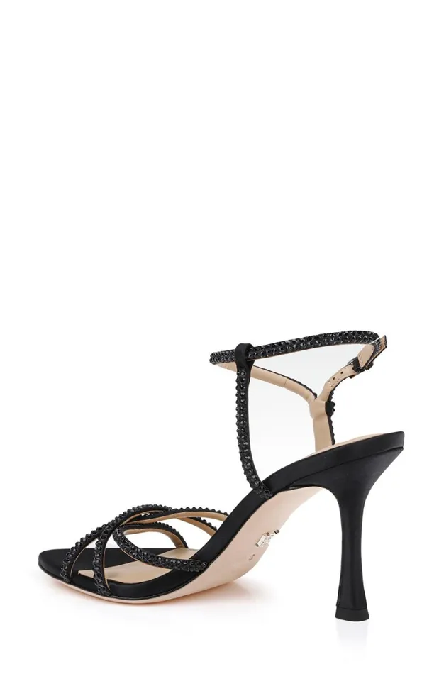 Women Stiletto Badgley Mischka Julietta Satin Stiletto Sandals Black