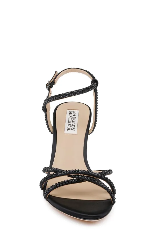 Women Stiletto Badgley Mischka Julietta Satin Stiletto Sandals Black