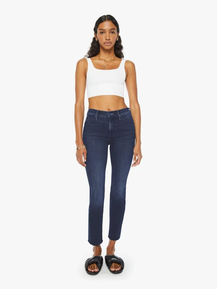 Women Straight Mother Denim The Mid Rise Dazzler Ankle Wash Chip On My Shoulder