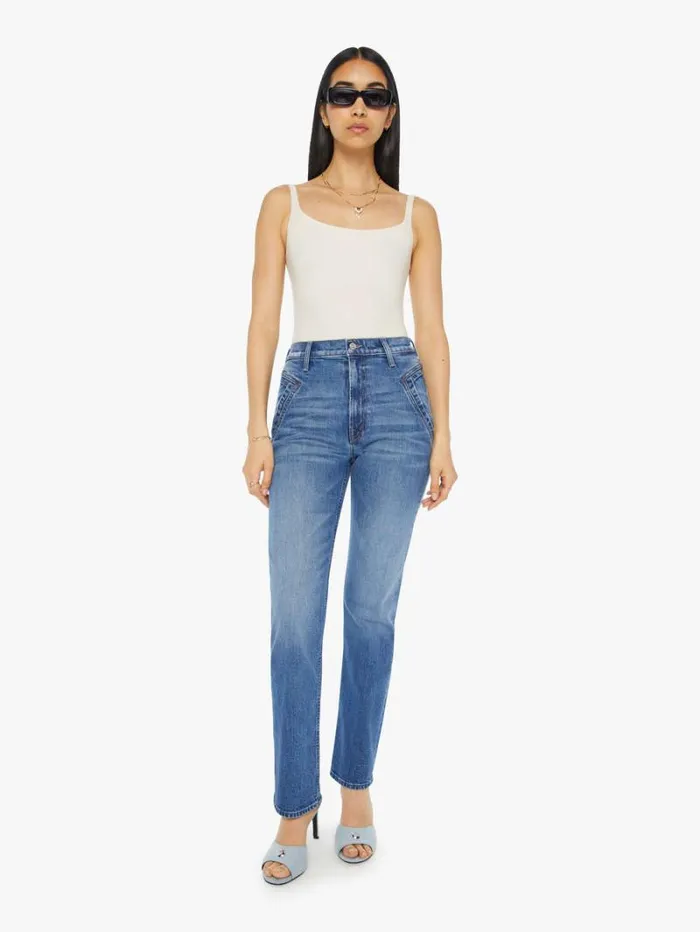 Women Straight Mother Denim The Triangle Smarty Pants Skimp Wash Dream Team