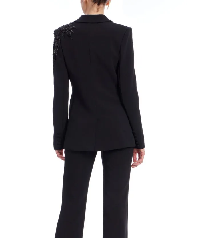 Women Suits Badgley Mischka Embroidered Single Breasted Blazer Black
